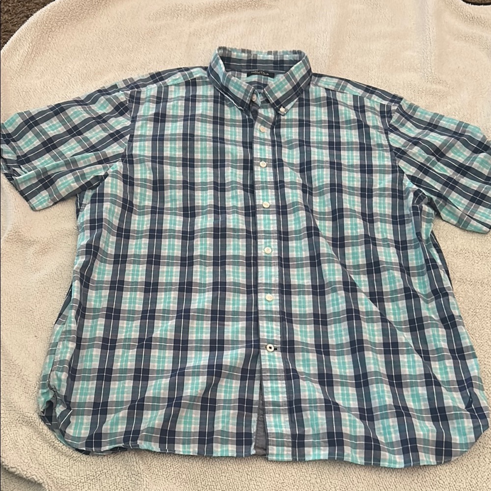 Nautica Men's Casual Plaid Shirt - Blue and Green